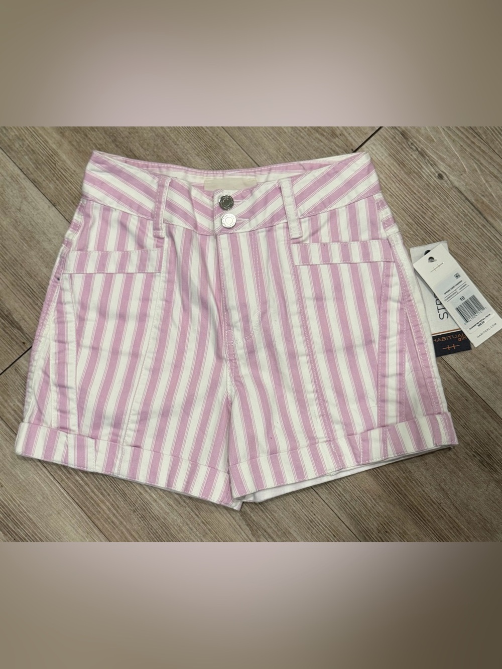 Habitual Pink & White Striped Cuffed Shorts